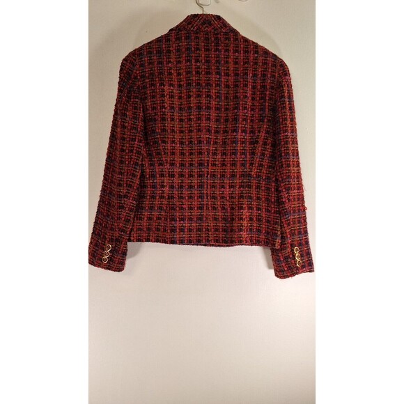 Vtg CARLISLE Wool Blend Colorful Tweed Cropped Blazer Jacket Women Sz 8 Coquette - Picture 2 of 10